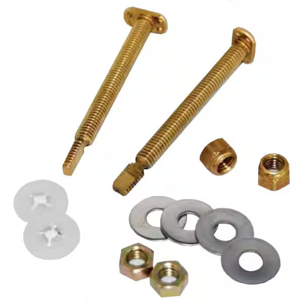 TOILET BOLTS w/ NUTS SET 1/4 X 3-1/2