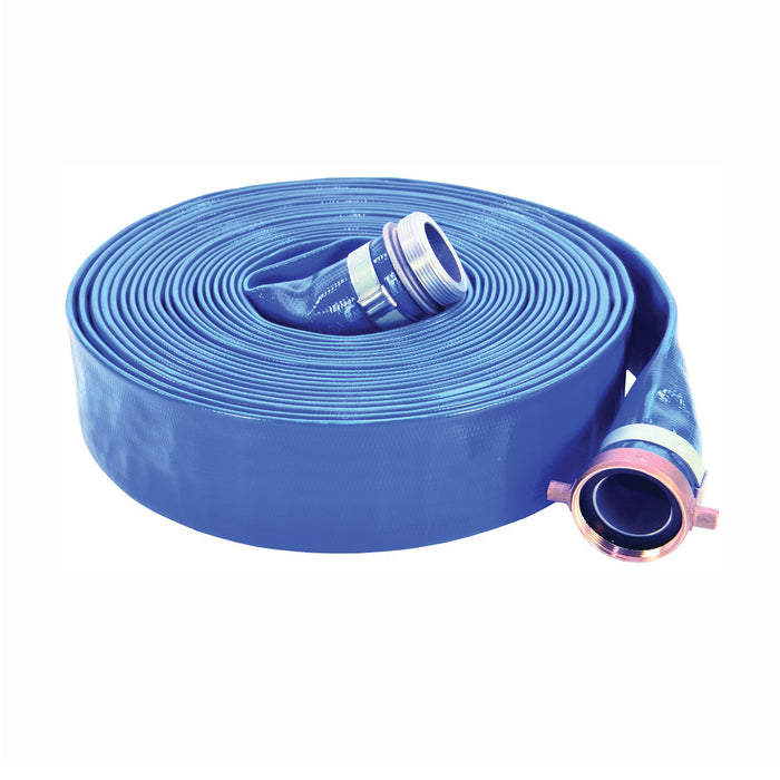 1-1/2" X 50' BLUE PVC DISCHARGE HOSE - MALE/FEMALE