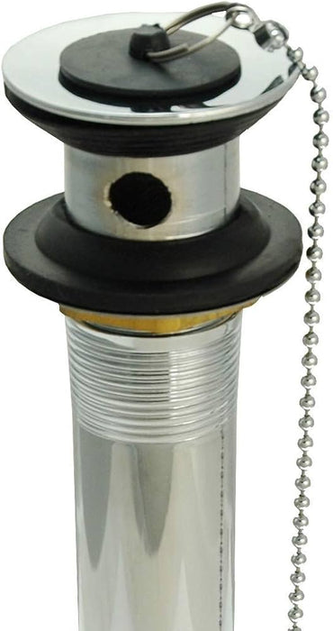 1-1/4 X 12" P.O. LAVATORY DRAIN w/RUBBER PLUG - CHROME PLATED
