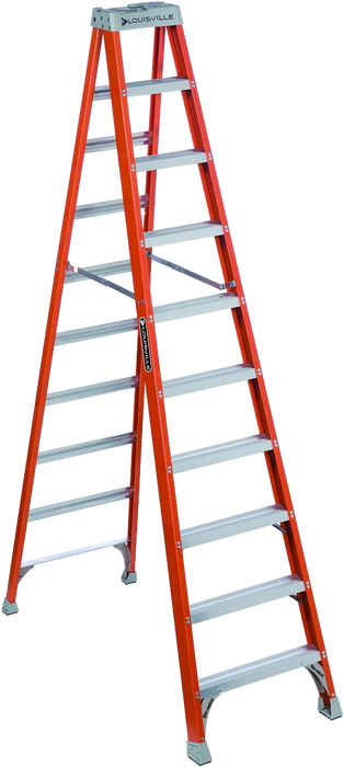 FIBERGLASS PLATFORM LADDER TYPE 1A ORANGE - 300 LB CAPACITY