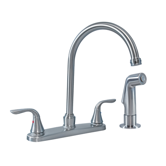 Kitchen Faucet 2-Handle Satin Nickel 8Inch With Optional Sprayer