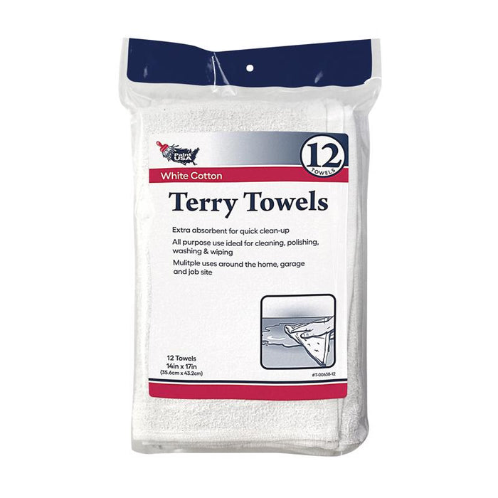 14 x 17 White Terry Towels - 12pk