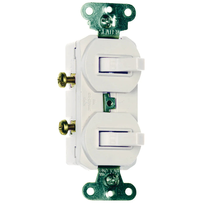 15A Double Toggle Switch - White