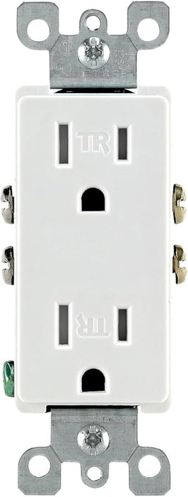 15A 120V Decora Duplex Receptacle - White