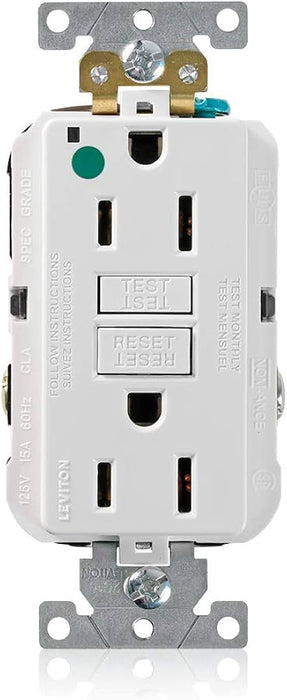15A 125V GFCI Receptacle w/ LED Light - White