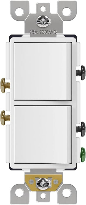 15A Double Decora Switch - White