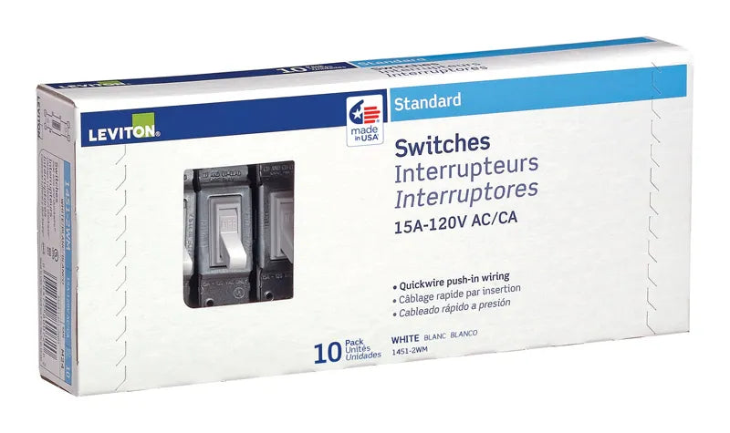 15A Single Pole Toggle Switch - 10 Pk
