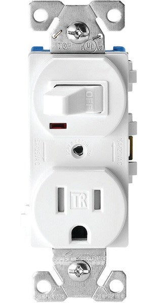 15A Toggle Switch and Recept. Outlet Combo - White