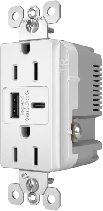 15A USB Port / Duplex Receptacle Combo w/ Plate