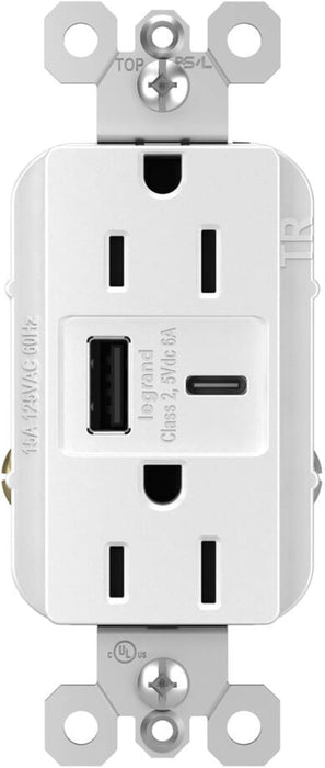 15A USB Port / Duplex Receptacle Combo w/ Plate