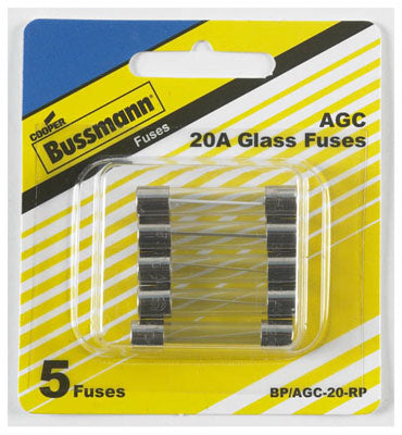 20 Amp Glass Ferrule Fuse - 5 PK
