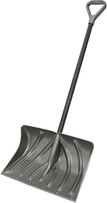 20" Straight Handle Poly Snow Shovel w/ Metal Strip