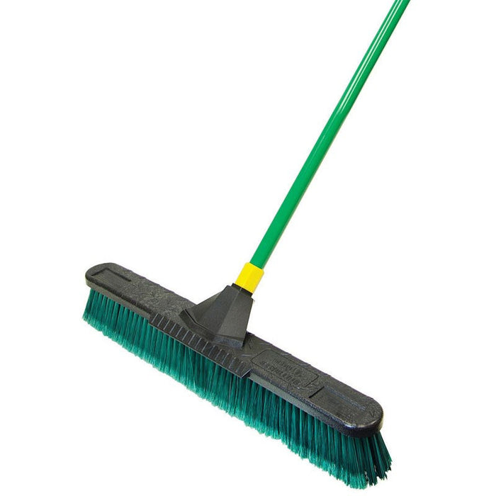 24" Green Bristle Push Broom w/ Screw-On Metal Handle