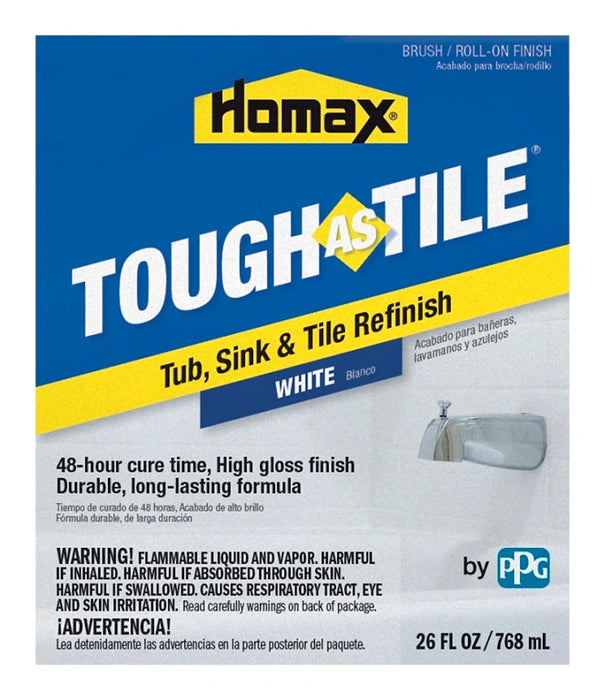 26oz TOUGH as TILE WHITE EPOXY BRUSH / ROLL-ON TUB & SINK PAINT