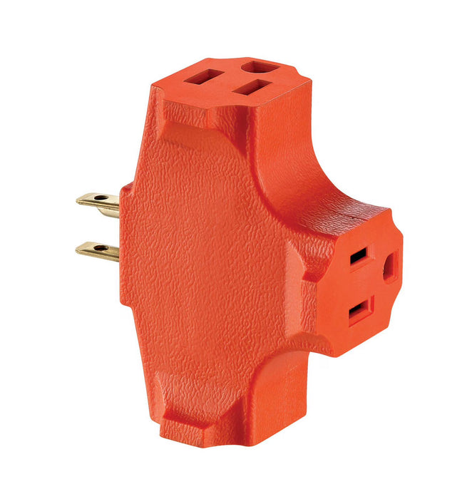 3 Outlet Polarized Outlet Adapter - Orange ( 007-694-OR )
