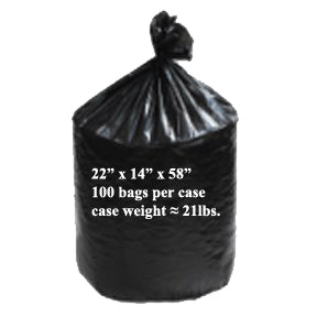 55 Gal Black Trash Can Liners SW6824 - 22x14x52 3XPB