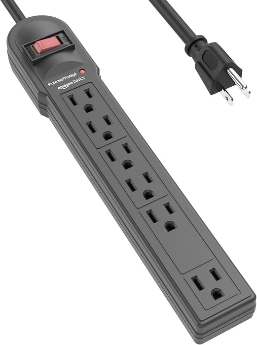 3' Stanley 6-Outlet Black Power Strip w/ Reset Button
