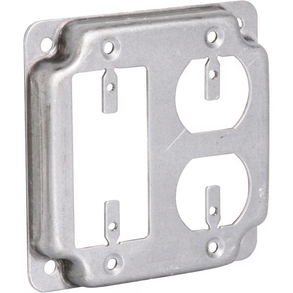 4" Duplex Receptacle Square Box Cover - Raised