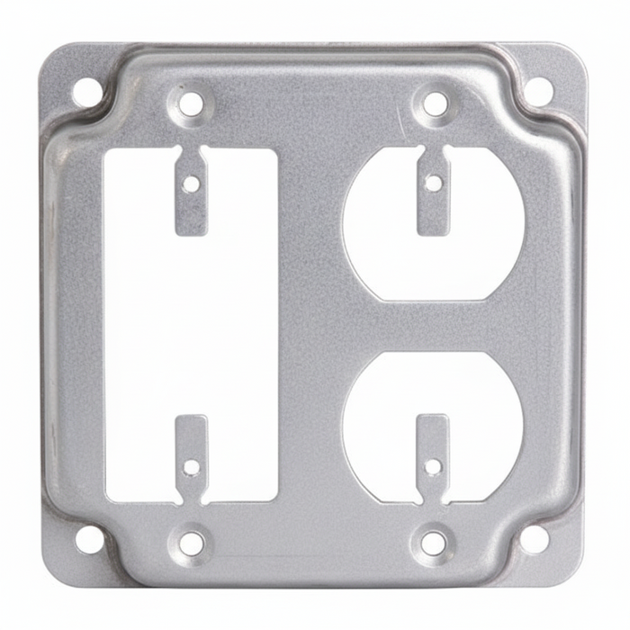 4" Duplex Receptacle Square Box Cover - Raised