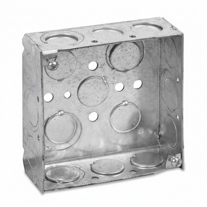 4" Square Metal Electrical Box 1/2 & 3/4 KO