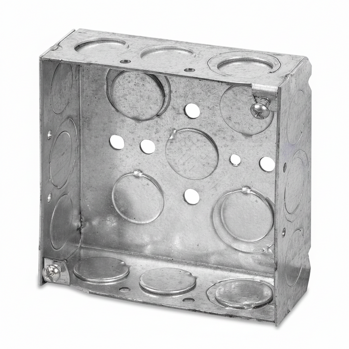4" Square Metal Electrical Box 1/2 & 3/4 KO