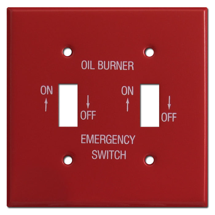 4 x 4 Red Boiler Emergency On/Off Cover Plate