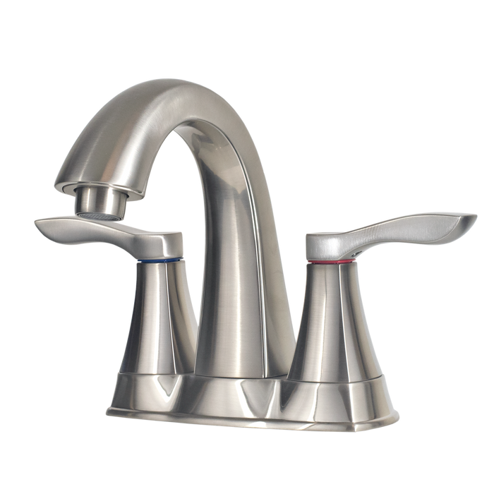 Two Handle 4" Centerset Bathroom Faucet With Pop-Up Drain - Satin Nickel