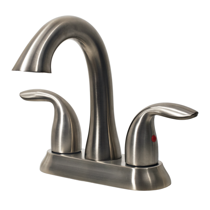 Two Handle 4" Centerset Bathroom Faucet With Pop-Up Drain - Satin Nickel