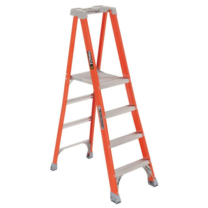 FIBERGLASS PLATFORM LADDER TYPE 1A ORANGE - 300 LB CAPACITY