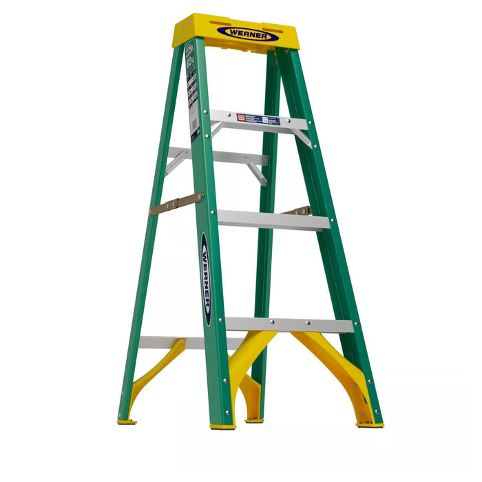 FIBERGLASS PLATFORM LADDER TYPE II GREEN - 225lb CAPACITY