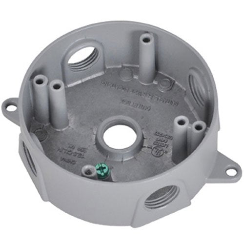 4" 5-Hole Round Waterproof Metal Outlet Box (1/2" Holes)