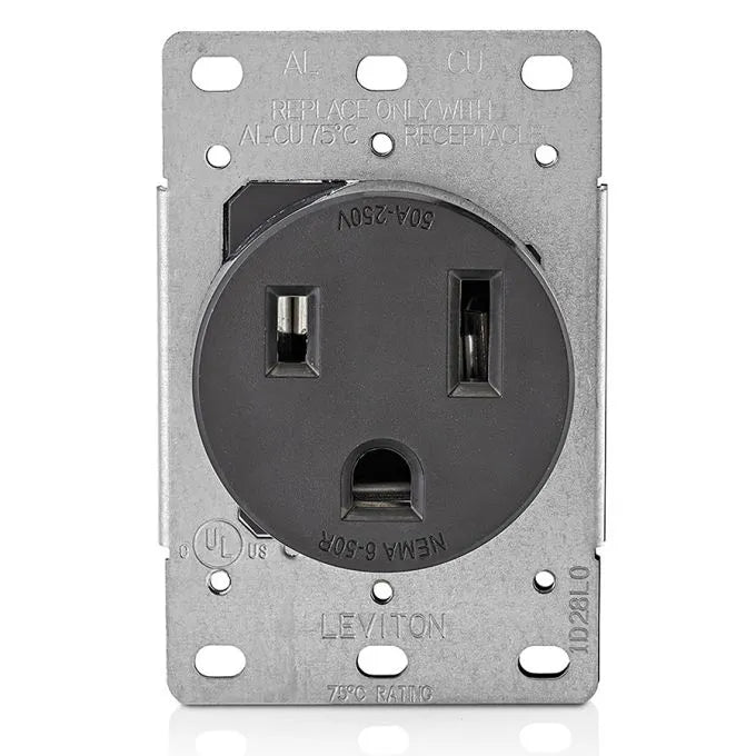 50A 250V Flush Mount 3-Wire Receptacle (NEMA 6-50R)