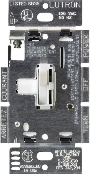 600W SP Toggle Light Switch w/ Dimmer - White / Ivory