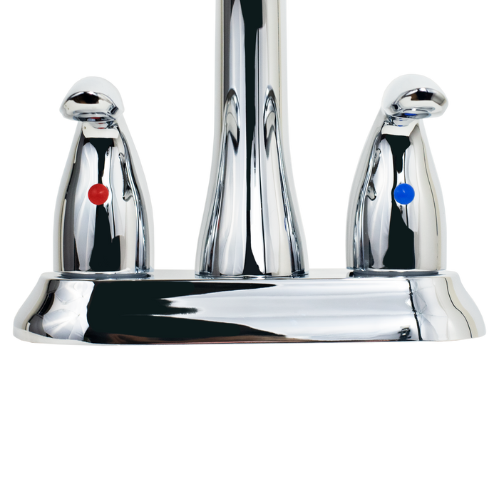 Two Handle 4 Inch Centerset Bathroom Faucet With Pop-Up Drain- Chrome