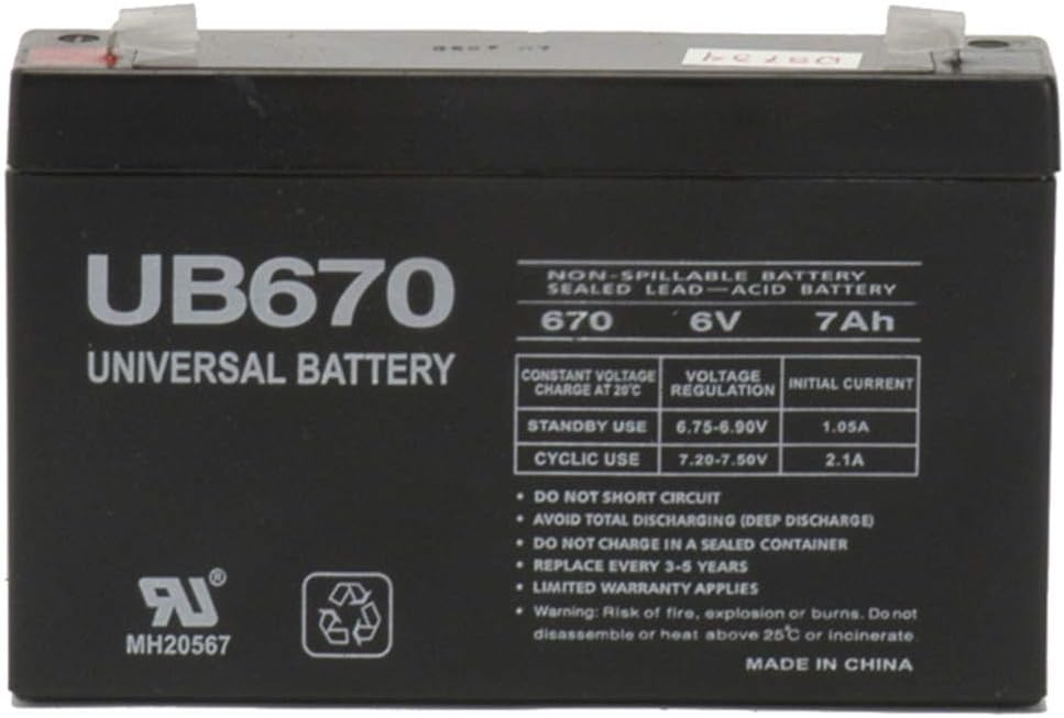 6V 7Ah Emergency Light Battery (1-1/4" x 6" x 3-7/8" High)