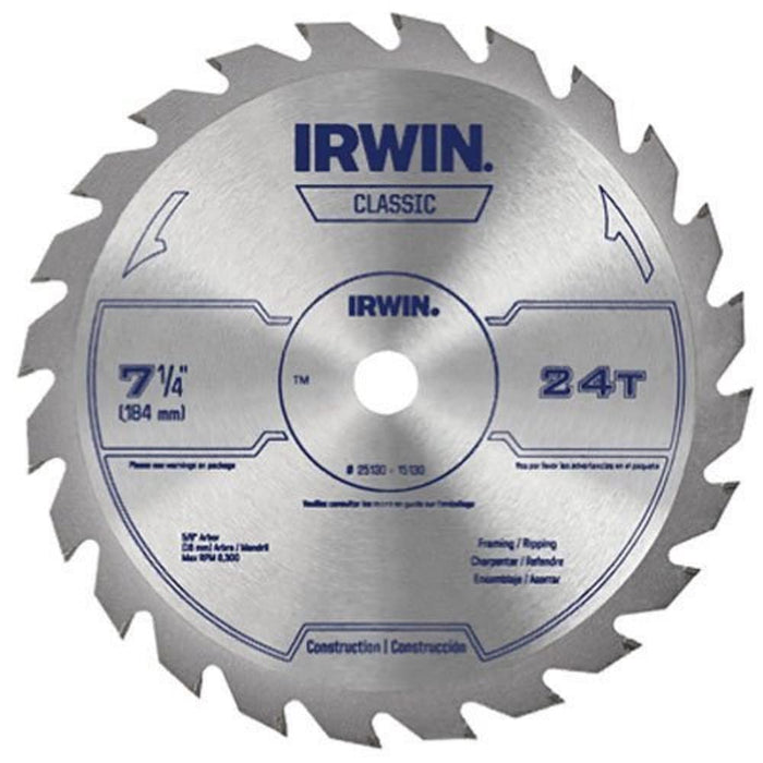 7-1/4" 24T IRWIN CLASSIC WOOD SAW BLADE