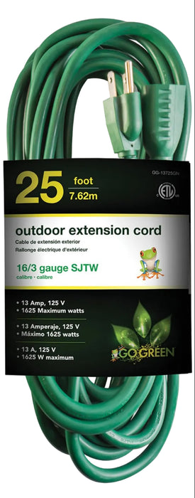 16/3 25' Green Extension Cord