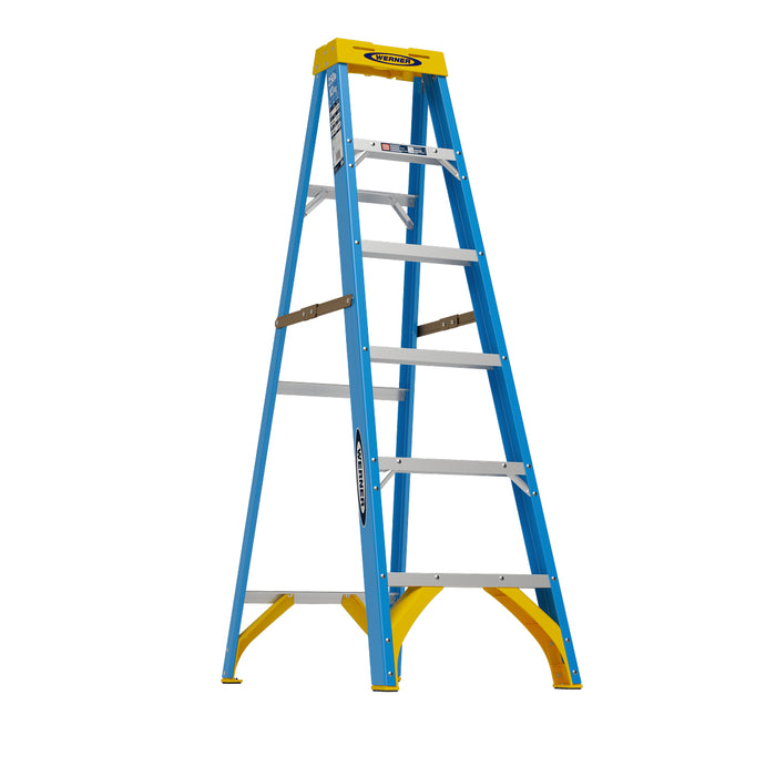 8' FIBERGLASS PLATFORM LADDER TYPE II BLUE - 250 LB CAPACITY