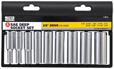 9PC SAE 3/8" DRIVE DEEP SOCKET SET