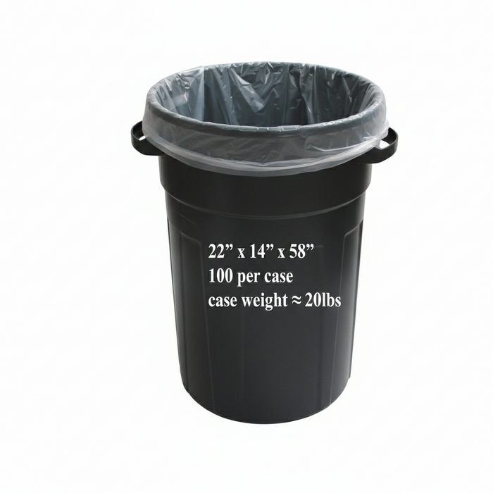 Clear 55 Gal Extra Heavy Duty Can Liner 100/Cs