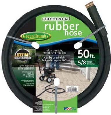 COMMERCIAL GRADE BLACK RUBBER HOT WATER HOSE 50'
