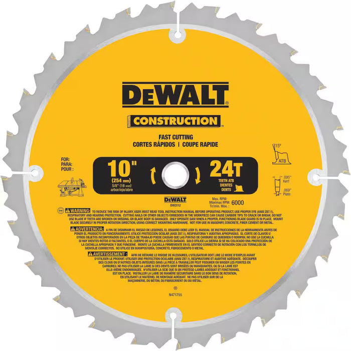 DEWALT 10" 24T TABLE SAW BLADE