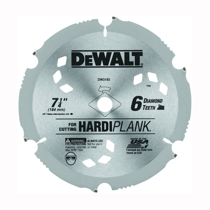 DEWALT 7-1/4" 6T HARDIPLANK BLADE