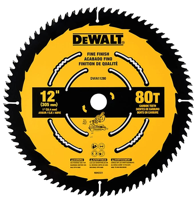 DeWalt 12 in. D X 1 in. Fine Finish Carbide Tipped Circular Saw Blade 80 teeth 1 pc2033390