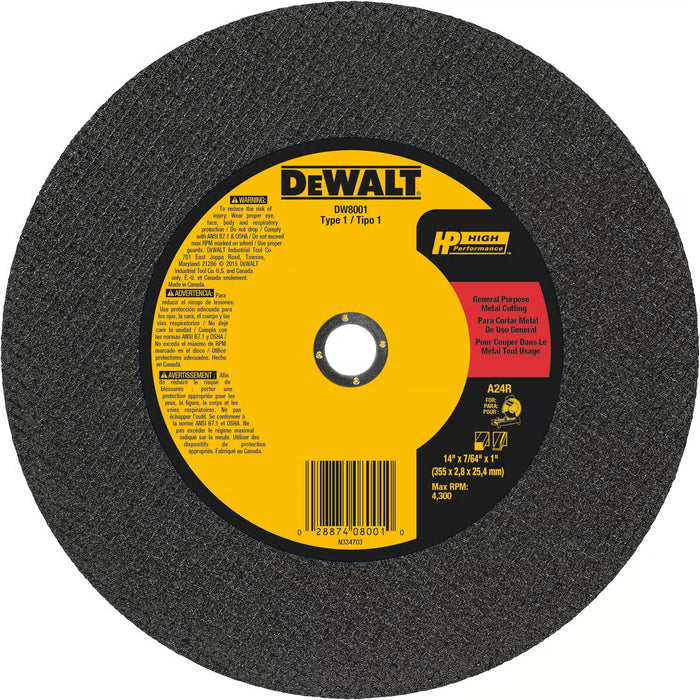 DeWalt 14" X 1" Aluminum Oxide Chop Saw Wheel 1 pc