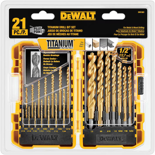 DeWalt Titanium Pilot Point Drill Bit Set 21 pc