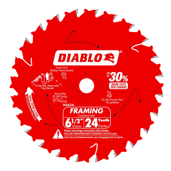 Diablo 6-1/2" Hi-Density Carbide Saw Blade - 24 teeth
