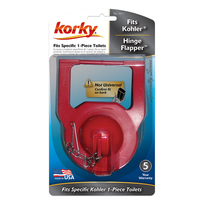 KORKY 3" HINGE TOILET FLAPPER for 1-PIECE KOHLER TOILETS