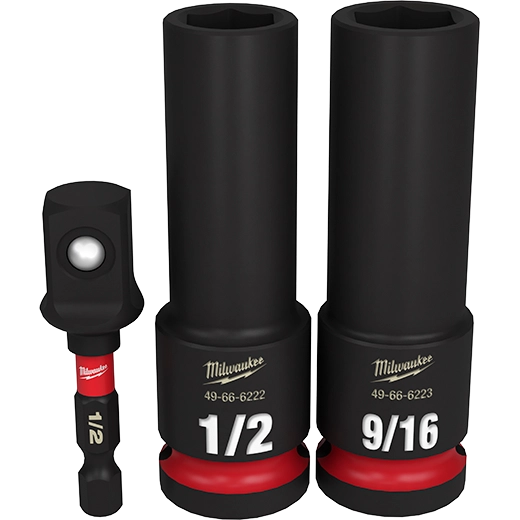 Milwaukee SHOCKWAVE 1/2 in. X 1/2 in. drive SAE 6 Point Impact Rated Deep Impact Socket Set 3 pc