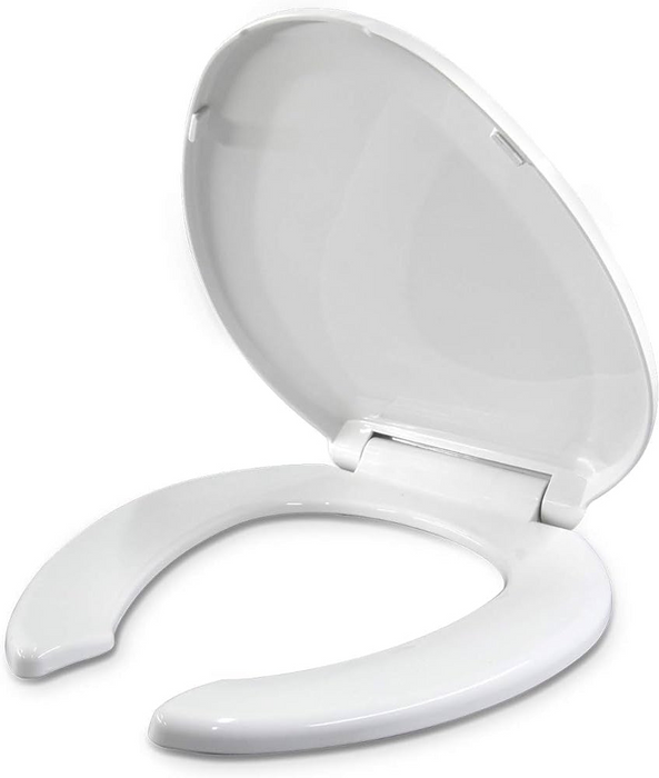 Open Front Elongated Plastic Toilet Seat w/Cover